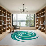 Teal Swirl Abstract Blue and Teal Area Rug