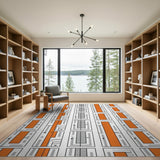 Modern Orange Geometric Area Rug