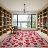 Playful Strawberry Watermelon Pink Area Rug