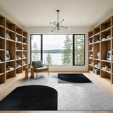 Geometric Modern Black and White Black White Halftone Geometric Area Rug
