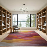 Layered Sunset Mountains Abstract Area Rug
