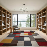 Multi-color and Patterns Multi-Color Geometric Block Area Rug