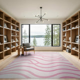 Fluid Pink Waves Abstract Area Rug