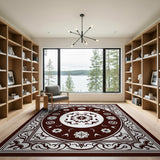 Oval Brown White Persian Medallion Rug