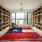 Red Distressed Texas Lone Star Flag Area Rug