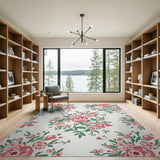 Floral Vintage Blush Pink Rose Floral Area Rug