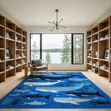 Playful Whales Ocean Kids Area Rug
