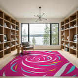 Abstract Area Multi-color and Patterns Vibrant Pink Swirl Abstract Area Rug