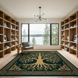Golden Celtic Tree of Life Area Rug
