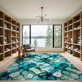 Teal Abstract Watercolor Area Rug