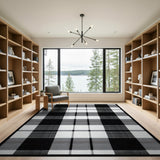 Black and White Black White Buffalo Plaid Area Rug