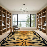 Bold Orange Tiger Stripe Geometric Modern Area Rug