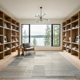 Geometric Modern Abstract Geometric Beige Grey Area Rug