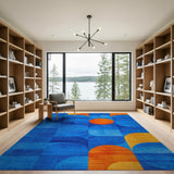 Blue and Teal Geometric Modern Bold Blue Geometric Abstract Area Rug