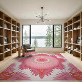 Blush Pink Mandala Floral Area Rug
