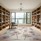 Pink Blush Pink Daisy Floral Area Rug