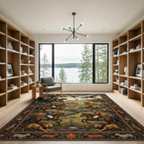 Persian Royal Hunt Area Rug with Lions Eagles Riders