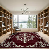 Ornate Burgundy Medallion Area Rug