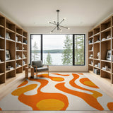 Vibrant Orange Abstract Swirl Rug