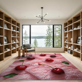 Cherry Delight Pink Shag Fruit Rug