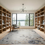 Vintage Grey Peony Floral Area Rug