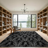 Art Deco Black White Fan Pattern Area Rug