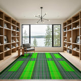 Geometric Modern Vibrant Green Plaid Geometric Area Rug