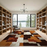 Distressed Brown Tan Patchwork Area Rug