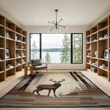 Southwestern Woodland Buck Deer Area Rug