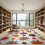 Multi-color and Patterns Autumn Maple Leaves Scatter Area Rug