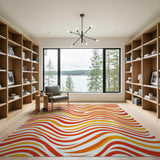 Multi-color and Patterns Vibrant Wavy Red Orange Yellow Area Rug