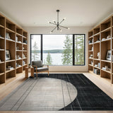 Distressed Grid Circle Monochrome Area Rug