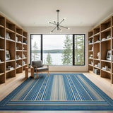 Indigo Geometric Striped Area Rug