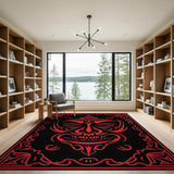 Fierce Red Tiki Mask Area Rug