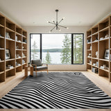 Bold Wavy Zebra Stripe Black White Area Rug