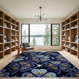 Blue Taj Mahal Clover Pattern Area Rug