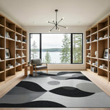 Abstract Overlapping Shapes Grey Area Rug