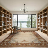 Beige Heritage Tribal Area Rug with Tan Borders