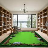 Cartoon Forest Log Frame Green Area Rug