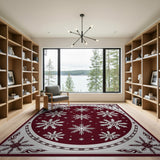 Ornate Snowflake Red Area Rug