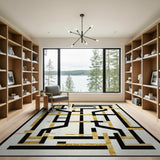 Black Gold Geometric Area Rug