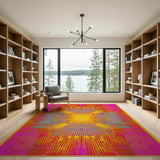 Geometric Modern Multi-color and Patterns Vibrant Multi-Color Geometric Grid Area Rug