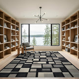 Geometric Modern Black White Geometric Area Rug