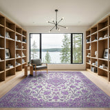 Purple Traditional Persian Purple Floral Medallion Persian Area Rug