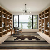 Bear Silhouette Striped Area Rug