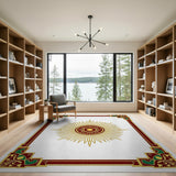 Ornate Golden Sunburst Medallion Rug