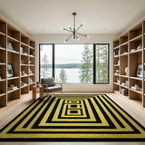 Gold Geometric Labyrinth Area Rug