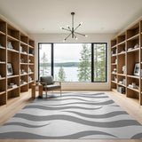 Modern Gray Wave Abstract Area Rug