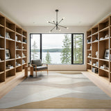 Beige and Neutral Neutral Abstract Wave Area Rug