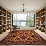 Orange Persian Floral Medallion Area Rug